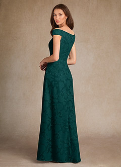 Azazie Moore Mother of the Bride Dresses Pine A-Line Boatneck Floral Burnout Dress image2