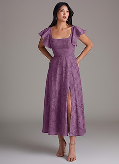 Azazie Bondi Brautjungfernkleider Eine Linie Gestreift Blumen-Burnout Kleid Blauregen image1