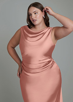 Azazie Kieryn Bridesmaid Dresses Rosette Mermaid Pleated Stretch Satin Dress image12