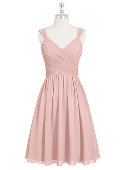 Azazie Angie Abiti da Damigella Abito A-Line in Chiffon Corsetto Rosa Cipria image7