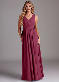 Azazie Kingsley Bridesmaid Dresses Mulberry A-Line Lace Chiffon Dress image1