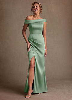 Azazie Kamala Suknie dla Matki Panny Młodej Osłona Jedno ramię Satyna elastyczna Długość podłogi Sukienka image6