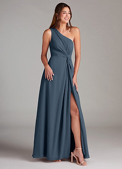 Azazie Brooke Bridesmaid Dresses Neptune A-Line One Shoulder Chiffon Dress image4