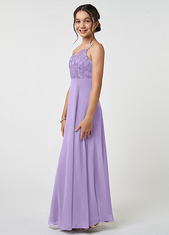Azazie Sonya Junior Lilac A-Line Lace Chiffon Dress image3