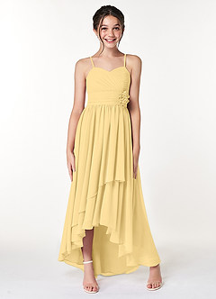Azazie Catalina Junior Butter A-Line Ruched Chiffon Dress image4