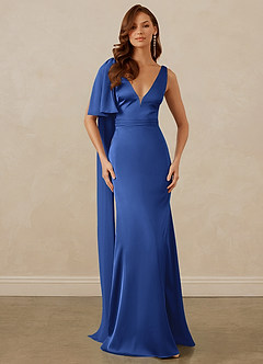 Christian Siriano Bridal for Azazie 1011 Bridesmaid Dresses Royal Blue Mermaid Bow Stretch Satin Dress image1