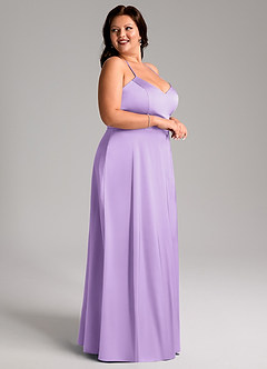 Azazie Mei Bridesmaid Dresses Lilac A-Line V-Neck Stretch Satin Dress image9