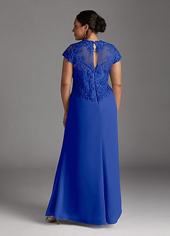 Azazie Junie Mother of the Bride Dresses Royal Blue A-Line Lace Chiffon Dress image8