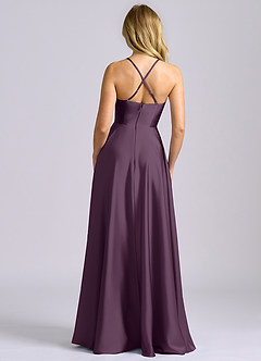 Azazie Truce Robes de demoiselle d'honneur Robe Trapèze en Satin extensible Prune image2