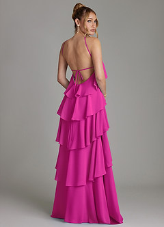 Azazie Deena Bridesmaid Dresses Fuchsia A-Line Ruched Chiffon Dress image2