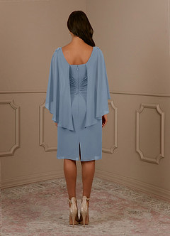 Azazie Mirra Mother of the Bride Dresses Dusty Blue Sheath Scoop Pleated Chiffon Dress image4