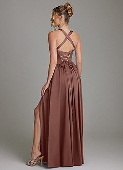 Azazie Francis At-home Try On Dresses Agave A-Line Corset Stretch Satin Dress image7
