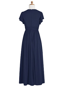 Azazie Mosley Junior Dark Navy A-Line Ruched Mesh Dress image8