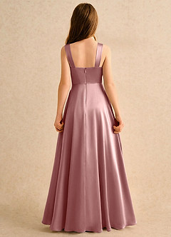 Azazie Makani Girls Formal Sukienki dla dziewczynek sypiących kwiaty Linia A Dekolt w kształcie serca Satyna elastyczna Długość podłogi Sukienka image2