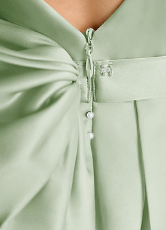Azazie Cherry Flower Girl Dresses Dusty Sage Dusty Sage Ball-Gown Pleated Matte Satin Dress image6
