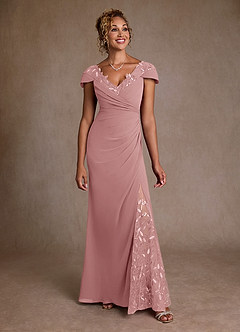 Azazie Betania Mother of the Bride Dresses Dusty Rose Mermaid Sequins Chiffon Dress image1
