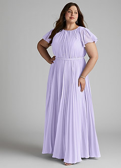 Azazie Kara Modest Bridesmaid Dresses A-Line Pleated Chiffon Floor-Length Dress image13