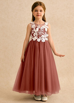 Azazie Mixie Vestidos de florista Vestido Castanho Aloirado de Renda de Vestido de baile image5