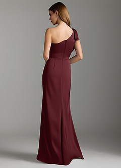 Azazie Rinna Bridesmaid Dresses Cabernet Mermaid Ruched Stretch Satin Dress image8