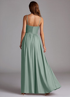 Azazie Calianna Abiti da Damigella Abito Convertibile A-Line in Raso Elasticizzato a Spalla Scoperta Salvia Argentata image4