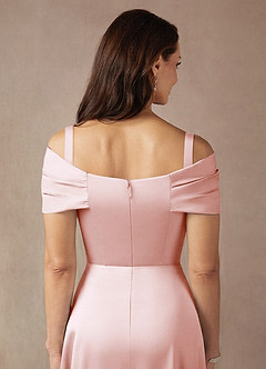 Azazie Amelia Kleider für die Brautmutter A-Linie Schulterfrei Stretch-Satin Kleid Zartrosa image7