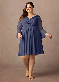 Azazie Teraso Mother of the Bride Dresses Stormy A-Line Pleated Mesh Dress image13