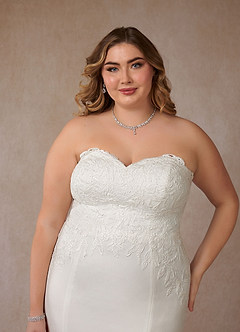 Azazie Antheia Vestidos de novia Vestido de Diamante Blanco de Crepé elástico de Corte Sirena con Lentejuela image14