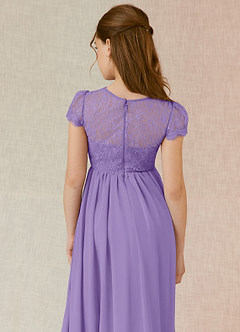 Azazie Delevingne A-Line Lace Chiffon Floor-Length Junior Bridesmaid Dress image5