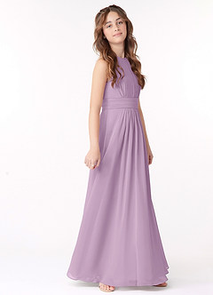 Azazie Bonnie Junior Wisteria A-Line Pleated Chiffon Dress image2