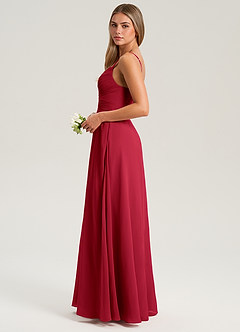 Azazie Terese Bridesmaid Dresses Scarlet A-Line Pleated Chiffon Dress image4