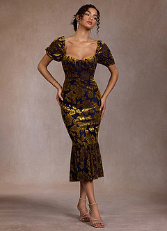 Ashanti Bronzed Navy Midi Dress image1