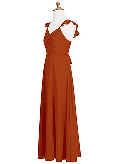 Azazie Emily Junior Paprika A-Line Ruched Chiffon Dress image7