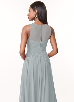 Azazie Nina Bridesmaid Dresses Dolphin Grey A-Line Pleated Chiffon Dress image3