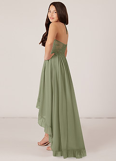 Azazie Sarafina Junior Abito A-Line in Chiffon Pizzo Pistacchio image1