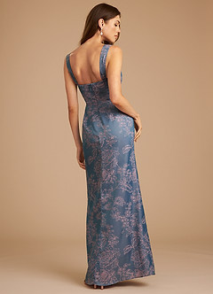 Azazie Denice Robes de demoiselle d'honneur Robe Fourreau en Fleurir Plissée Fleur De Pervenche image6