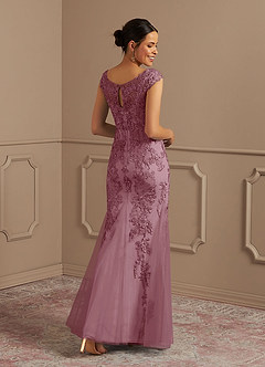Azazie Melena Mother of the Bride Dresses Vintage Mauve Mermaid Lace Tulle Dress image3