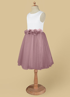 Azazie Loulou Flower Girl Dresses A-Line Sleeveless Tulle Knee-Length Dress image6