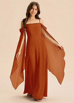 Azazie Moana Junior Linia A Pofałdowany Szyfon Długość podłogi Młodsza druhna Sukienka image1