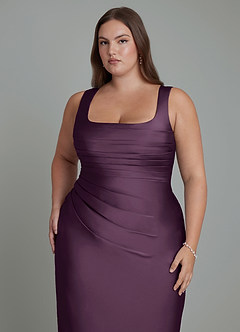 Azazie Agustina Rochii de domnișoară de onoare Sirenă Corset Satin elastic Lungime până la podea Rochie image12
