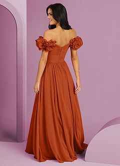 Barbie ♥ Azazie Jurken voor bruidsmeisjes Converteerbaar Jurk van Chiffon met A-Lijn Off the Shoulder Verbrande Sinaasappel image14