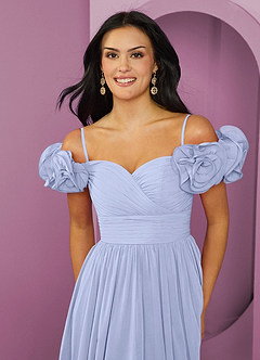 Barbie ♥ Azazie Bridesmaid Dresses Ice A-Line Off the Shoulder Chiffon Convertible Dress image6