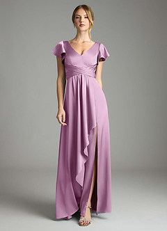Azazie Omari Bridesmaid Dresses Wisteria A-Line Stretch Satin Dress image3