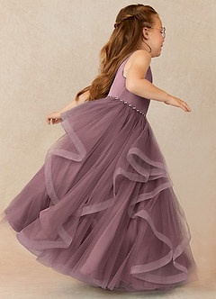 Azazie Sofia Flower Girl Dresses Vintage Mauve A-Line Beaded Tulle Dress image3