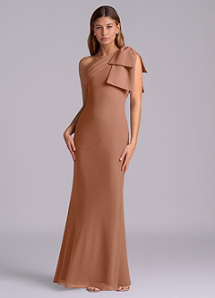 Azazie Yuanna Bridesmaid Dresses Bronzer Mermaid One Shoulder Chiffon Dress image4