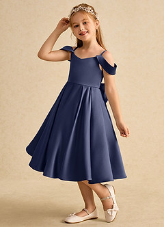 Azazie Favia Flower Girl Dresses Stormy A-Line Off the Shoulder Matte Satin Dress image6
