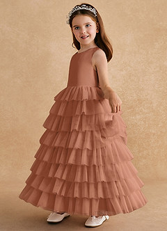 Azazie Twinkle Toes vestidos de niña de las flores Vestido de Bronceador de Tul de Corte En A con Lazo image4