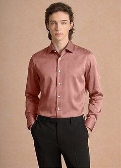 front Julian Rosette Stretch Satin Dress Shirt