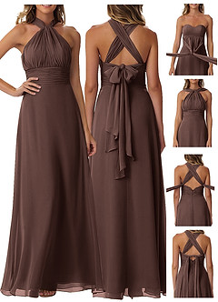 Azazie Fifi Bridesmaid Dresses Ganache A-Line Strapless Chiffon Convertible Dress image9
