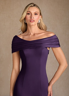 Azazie Pierce Mother of the Bride Dresses Plum Mermaid Pleated Stretch Crepe Dress image4