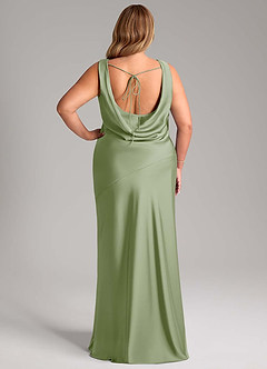 Azazie Rylina Bridesmaid Dresses Dusty Sage Mermaid Stretch Satin Dress image8